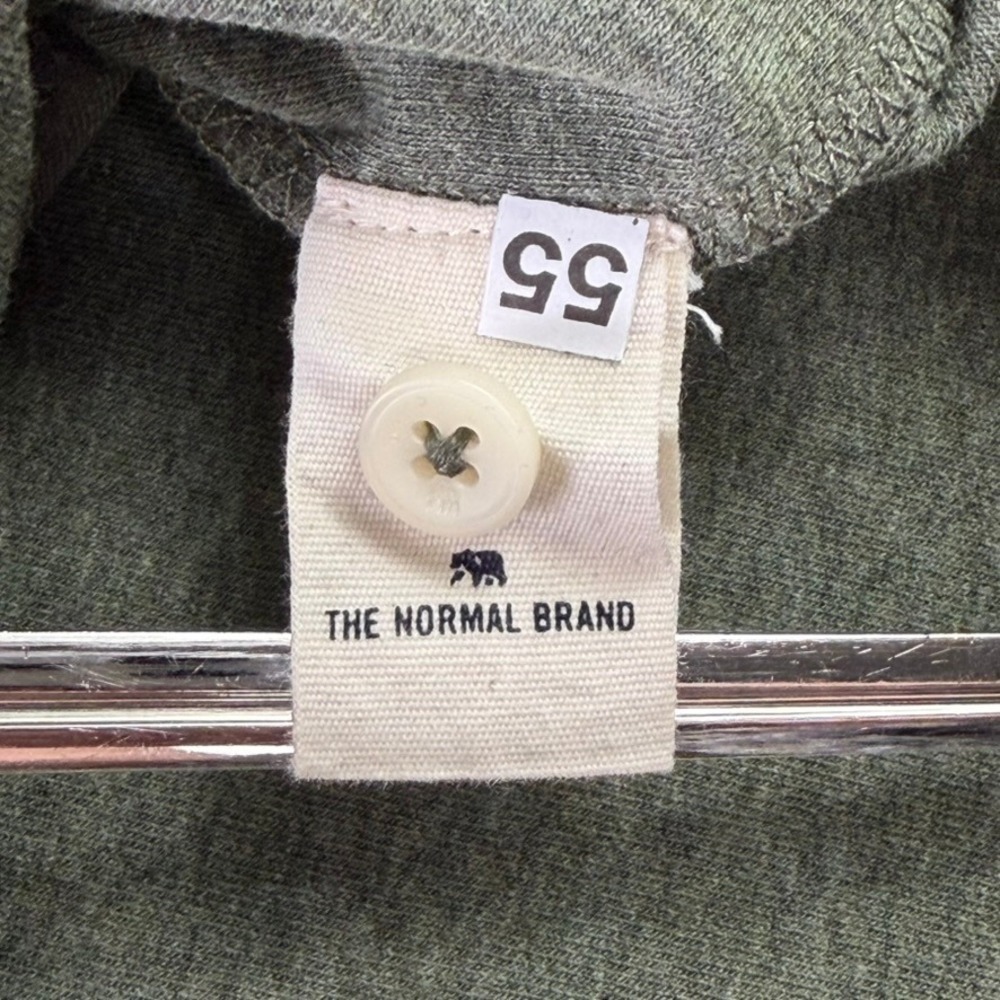 The Normal Brand Mens Large Olive Green Long Sleeve Raglan Henley Shirt Casual - Picture 7 of 11